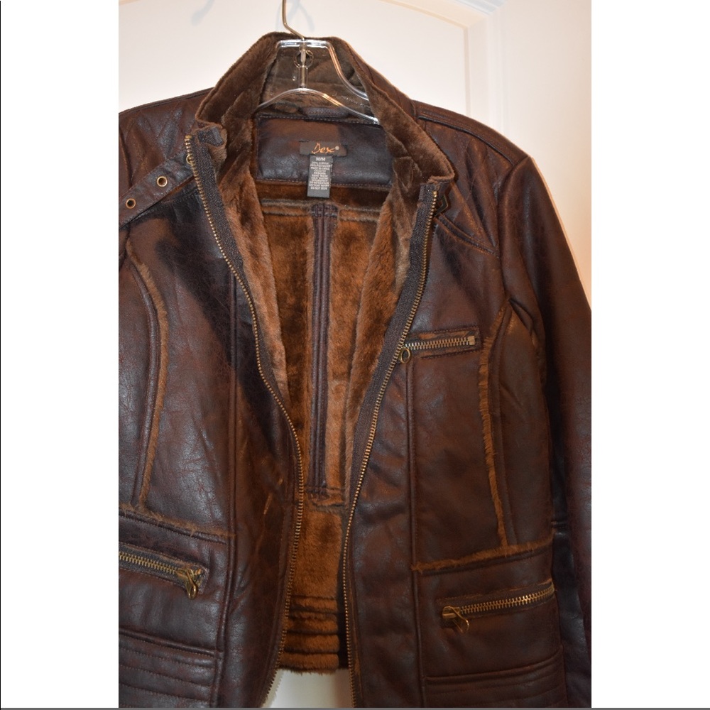 Faux Leather Jacket with Fur